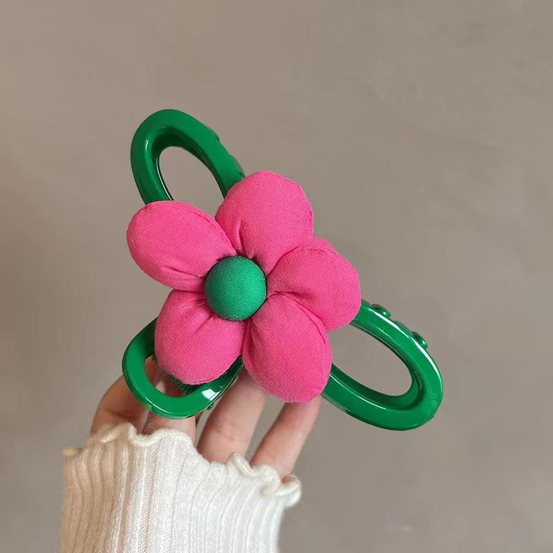 1pc  High end contrasting flower clip, summer large hair clip, back of the head plate hair clip, cute ins shark clip