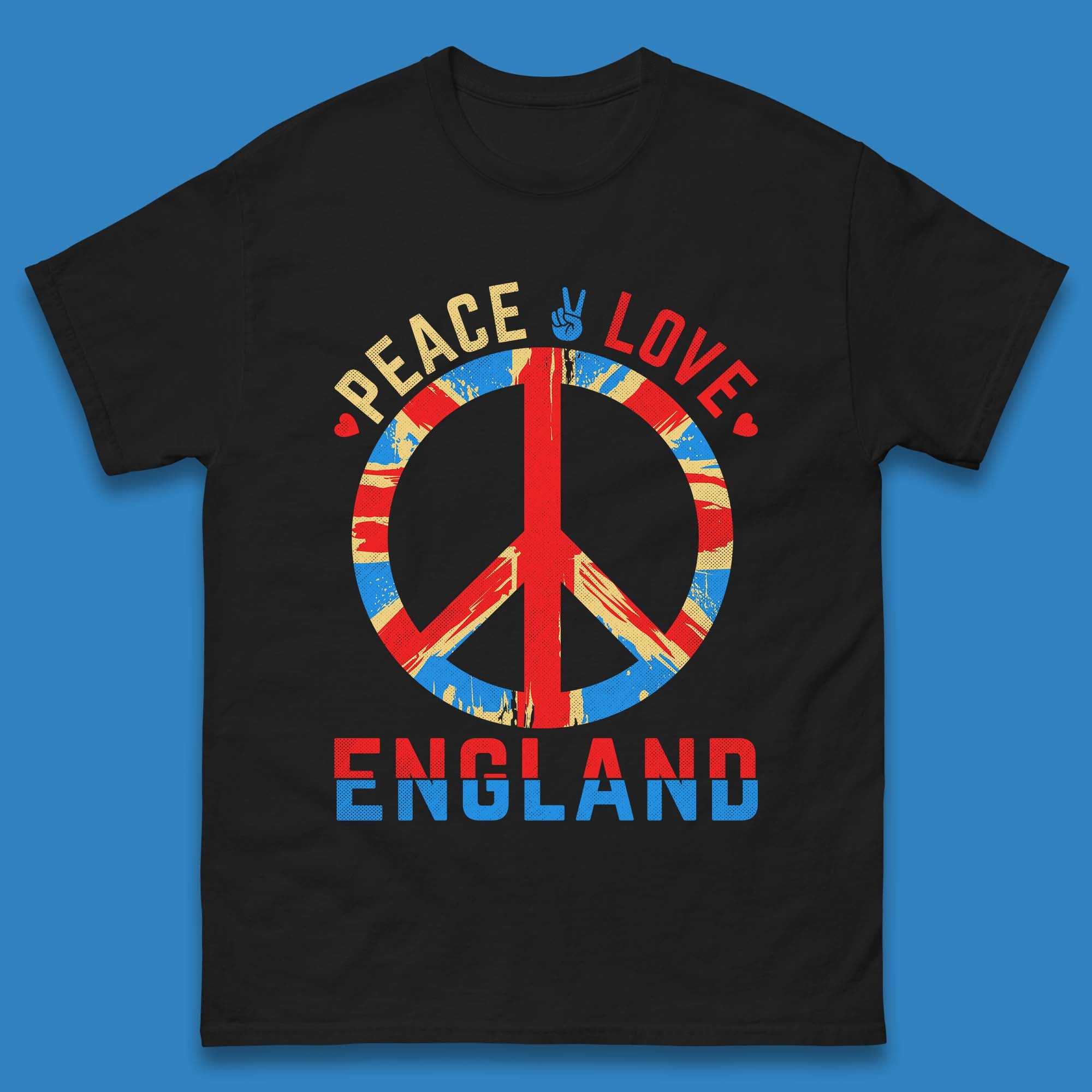 Peace Love England Peace Sign United Kingdom British England Vacation Trip Mens Tee Top 4XL