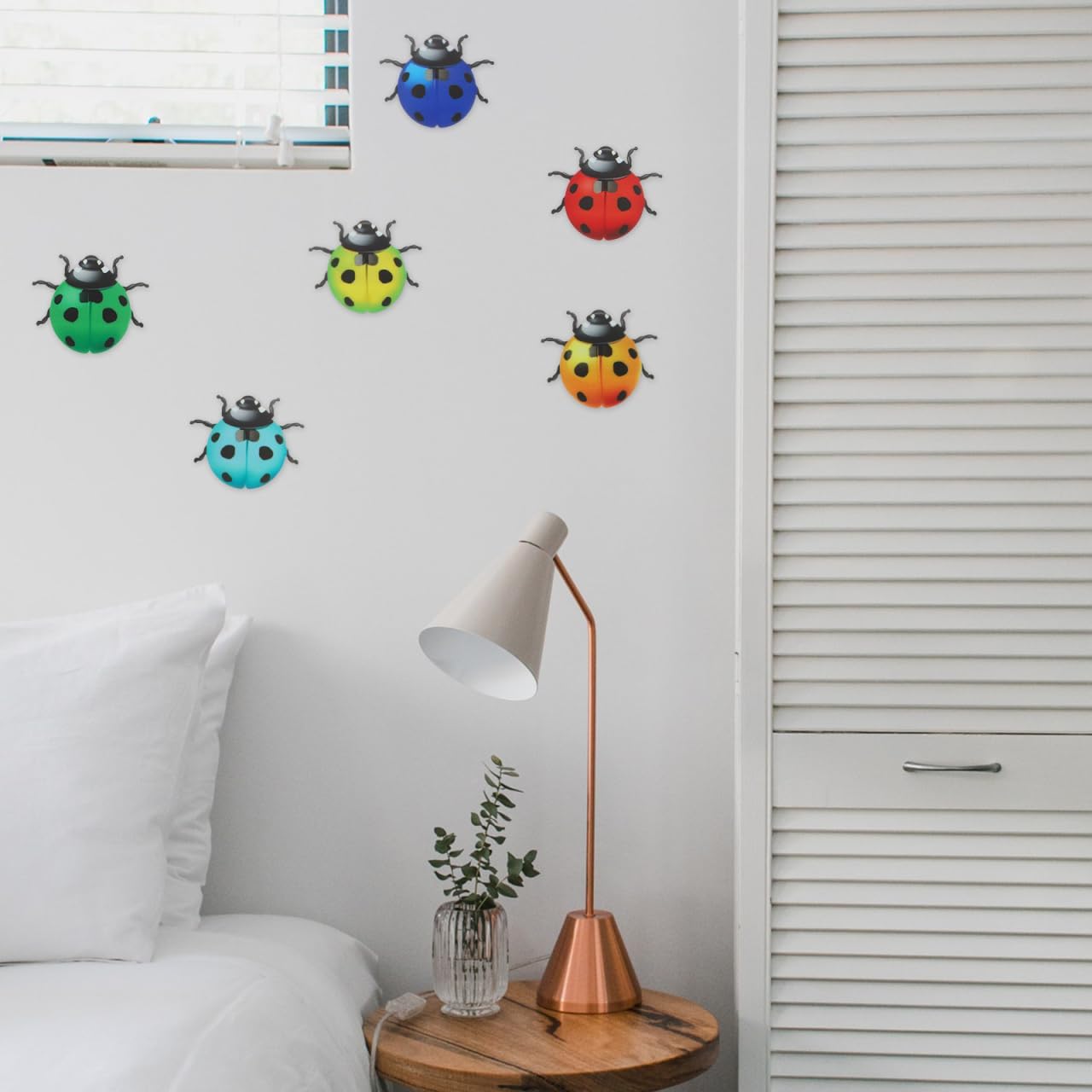 MERRYHAPY 3pcs Wall Wrought Iron Pendant Garden Decor Metal Ladybug Garden Wall Art Lawn Decorations Outdoor Yard Iron Animal Decor Hanging Wall Art