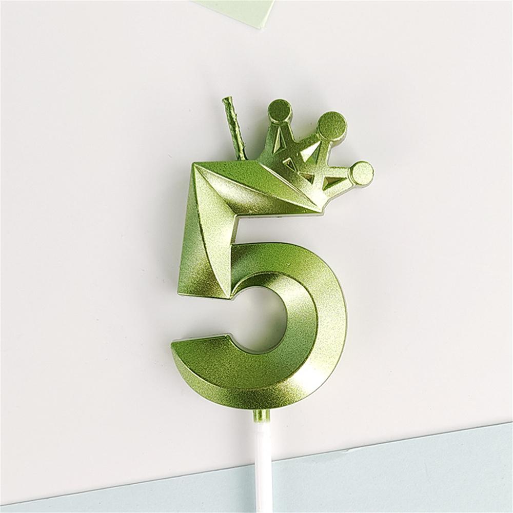 Green Crown Numbers Cake Candles 0 1 2 3 4 5 6 7 8 9 Topper For Wedding Birthday Party Supplies Decoration DIY
