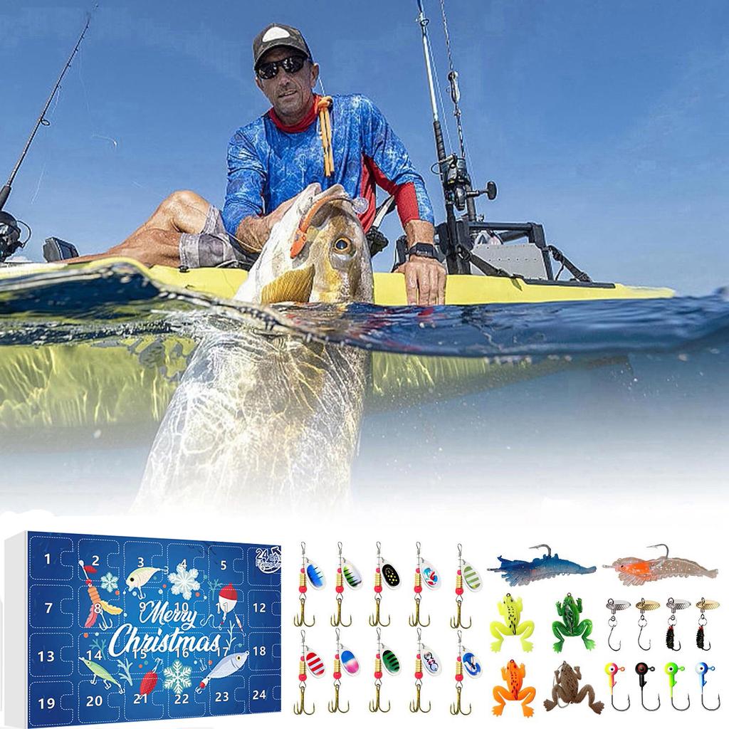 24pc Advent Calendar Fishing Christmas Countdown, Fishing Tackle Advent Calendar For FishAdult Men Teen Boys, Xmas Surprise Gift