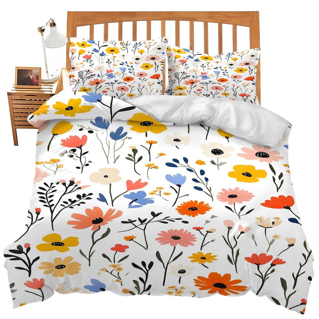 Bedding Covers Queen Size Floral Comforter Cover Sets for Kids Teens Boys Girls Man Women Bedroom Decor Floral Cozy Quilt Cover