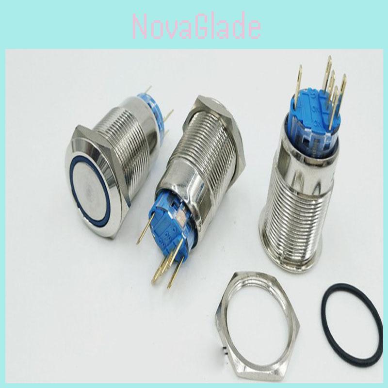 Waterproof 19mm 12v Car Dash Metal Momentary Engine Push Button Led