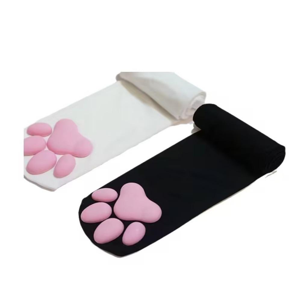 Yiran Sexy Lingerie Women's Pink Pesenar 3D Cat Paw Over The Knee Socks, Cute Thigh High Socks With Paw Print For Wome Cm
