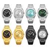 Mens Analog Quartz Wrist Watch Waterproof Luminous Dial Calendar Window Steel Band Square Dress Watches