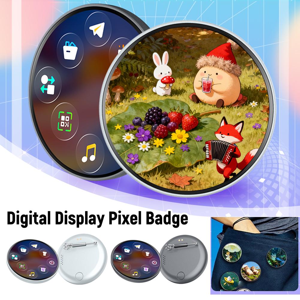 Rechargeable Video Badges Trendy Charm Brooch Pin Touch Screen Electronic Smart Digital Display Gadgets Gifts For Anime Lovers