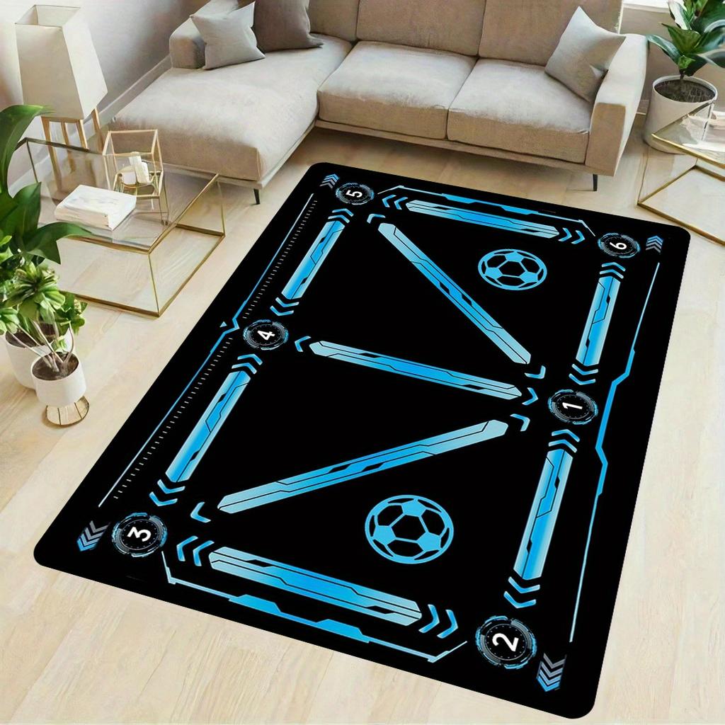 1pc Football Training Carpet Suitable for Football Training/Office/Bedroom - Plush Soft Thin Floor Mat with PVC Backing, Machine Washable Non-Slip