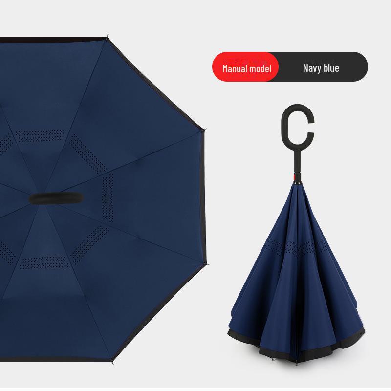 Double-Layer C-Shaped Reverse Umbrella, Extra-Large, Long-Handled for Two People, Custom Logo, For All Weather, Car-Mounted, Advertising Umbrella