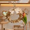Bird Chew Toy Wooden Bow Ring Parrot Toy, Chewing with Rattan Ball, Gnawing Hanging for African Grey Cockatoos Macaws, Cage Accessories Multi-texture