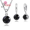 Hot Sale 8 Colors Shining Crystals 925 Sterling Silver Necklace Earrings Jewelry Sets Fashion Accessories Women Wedding