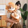 Non-Toxic Like Real Cat Doll Lying Plush Animal Toy Orange Grey Cat With Fish Bread Stuffed Peluche Decoration Gift