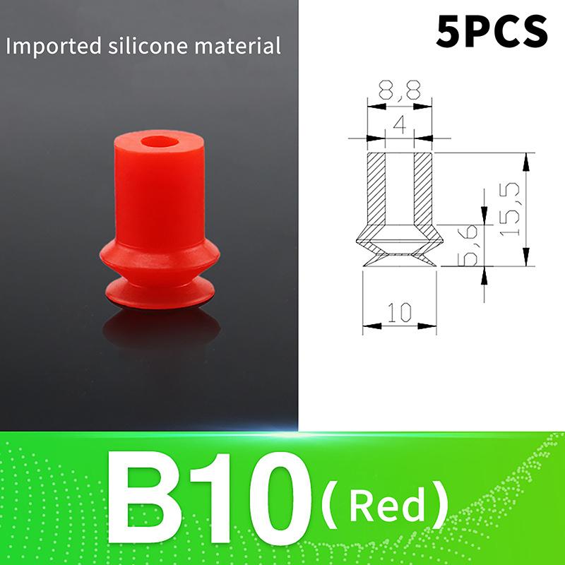 5Pcs Mechanical Hand Vacuum Suction Cup Red Corrugated U8 U15 B5/8/10/15 Industrial Pneumatic Accessories