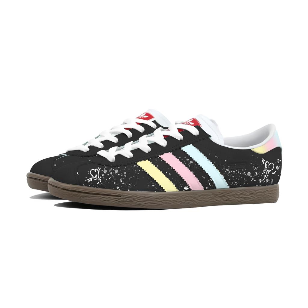 adidas Originals Stadt Love Of The Rainbow Low Top German Army Trainers Unisex Black White Yellow Blue Pink JR6342(Team1142-)