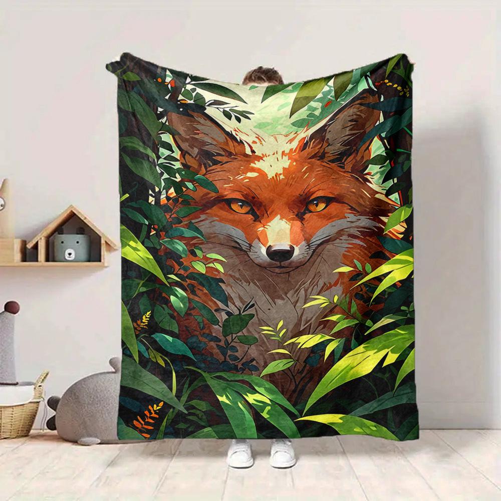 1PC Fox Print Blanket, Throw For Sofa, Bed, Travel, Printing Blanket With Soft And Warm Fabric Yy250918126