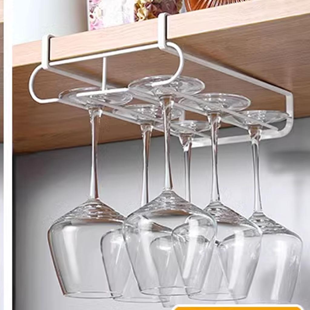 Cabinet Wine Glass Rack Hole Free Multifunctional Metal Wine Glasses Storage Hanger