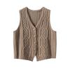 Women's 100% Pure Cashmere Thickened V-neck Cable Knit Cardigan Vest for Autumn/Winter