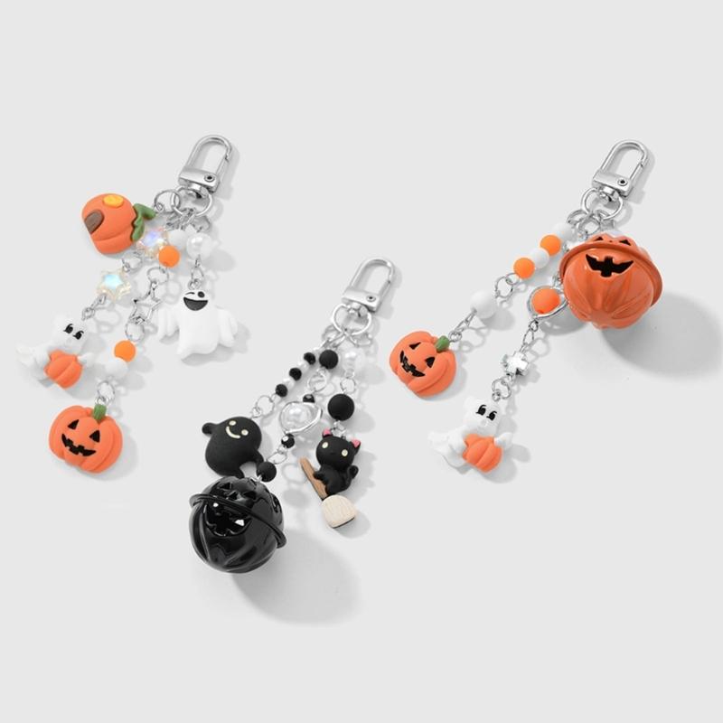 Halloween Pumpkin Skeleton Specters Keychain DIY Accessory With Zinc Alloy Charm For Party Decorations