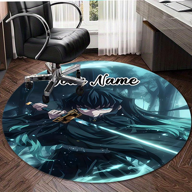 Personalized Demon Slayer Round Chair Office Rug - Perfect for Mat, Office Chair & More - Ideal Gift for Birthdays and Holidays