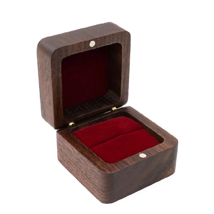 Compact Wood Rings Box Sturdy Rings Case for Engagement Portable Wood Ring Box for Wedding and Proposal Keepsakes