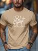 Unisex Khaki Crew Neck Tee Minimal Stick Figure Drummer Drum Kit White Line Graphic Soft Short Sleeve Rock Music Fan Loose Male Top