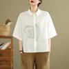 DIMANAF 2026 Women Plus Size New Summer Blouse Shirt Short Sleeve Casual Loose Lady Tops Shirts Cotton Button
