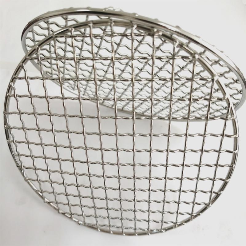 Multi-sizes Round Barbecue Camping Pot Rack Stainless Steel Grill Grate Mesh Pad Firewood Bushcraft- Grill for Outdoor