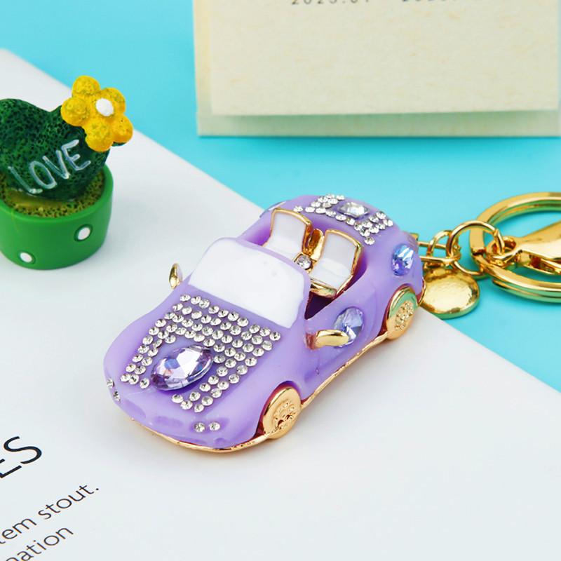Fashion Alloy Metal Car Key Chain Keychain Charm Women Handbag Crystal Pendant Luxury Model Car Accessories Keyfob