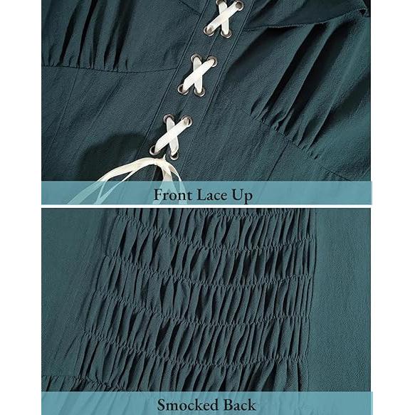 Women Halloween Carnival Costume Dress Up Fairy Ireland Cosplay Vintage Medieval Renaissance Bandage Dresses