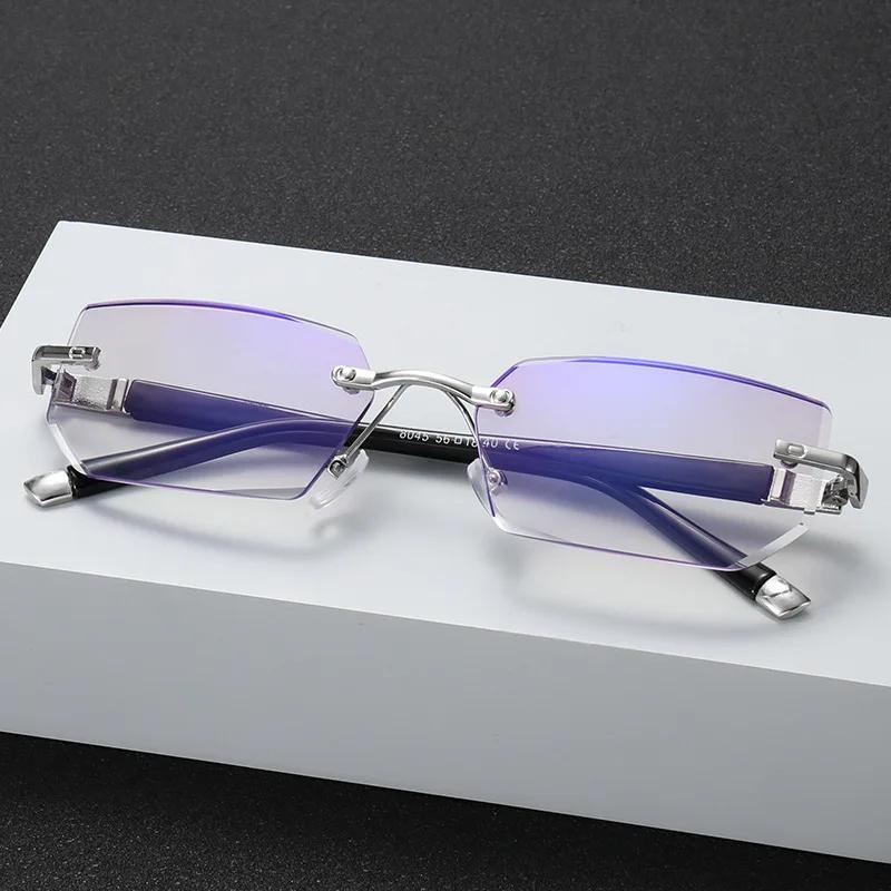 Men Reading Glasses Anti Blue Rays Presbyopia Eyeglasses HD Lens Women Classic Rimless Eyewear Diopter +1.0 To +4.0