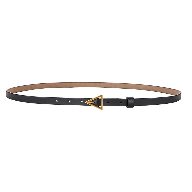 Leather Slim Belt With Alloy Buckle For Party And Daily Fashion