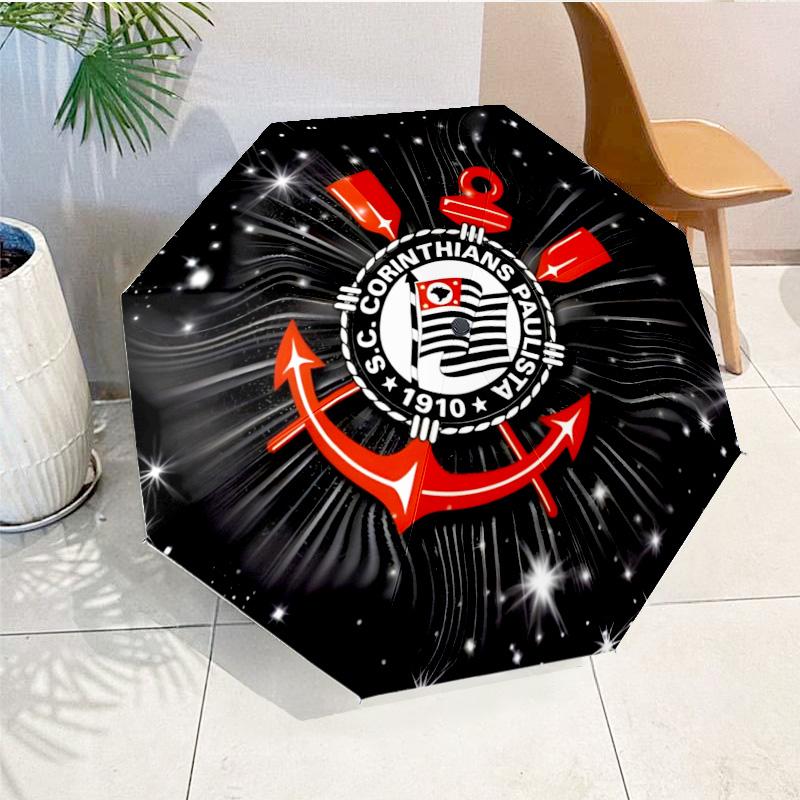 Sport Club Football Crest Printed Automatic Umbrella, 8-Frame for Travel, Camping, Casual Umbrella, Essential Gift for  for Family and Friends