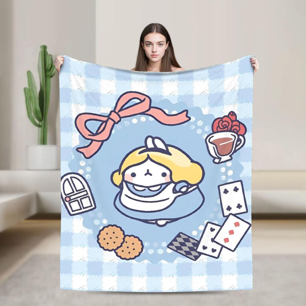 M-Molangs with Piupiu  Blanket Quality Warm Soft  Throw Blanket Autumn Travel Bedroom Pattern Bedspread
