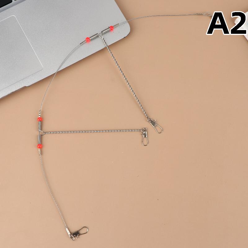 Anti-Enrollado 1-5 Anzuelo de Pesca Giratorio con Hilo Aparejos de Acero Leader de Alambre Anzuelos de Acero Accesorios para Señuelos
