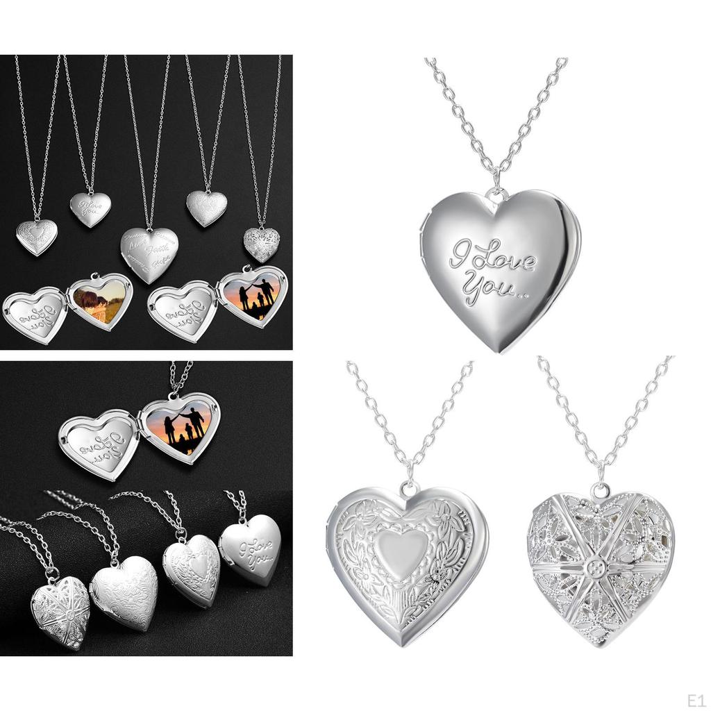 Photo Locket Holds Pictures Decorion Romantic Carved Design Heart Lockets Vintage Pendant for