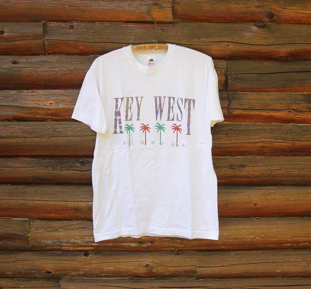 Vintage Key West Florida Palm White Stitch T-Shirt Adult Size Large
