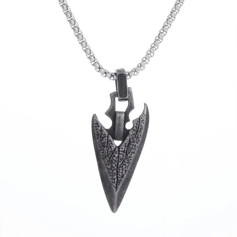 Retro Norse Mythology Pirate Celtic Weapon Spearhead Pendant Necklace Men\\'s Punk Hip-Hop Trend Jewelry