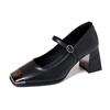 sapatos femininas women fashion round toe black comfort spring & summer square heel shoes lady brown office work pumps ga625