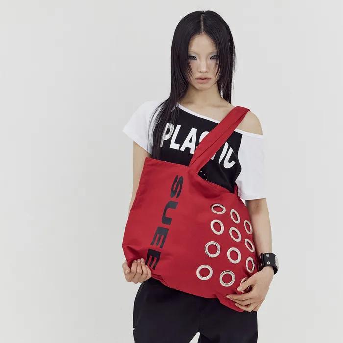 BULLET HOLE SHOPPER BAG / RED
