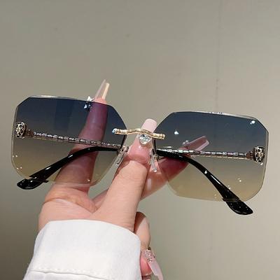 Rimless Square Sunglasses  New In Fashion Gradient Casual Sun Glasses Women Trendy Luxury Brand Design Decor Shades