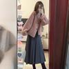 Women Autumn Winter Warm Woolen Blend Short Style Long-sleeved Casual Button Coat O-neck Solid Loose Female Fashion Jacket