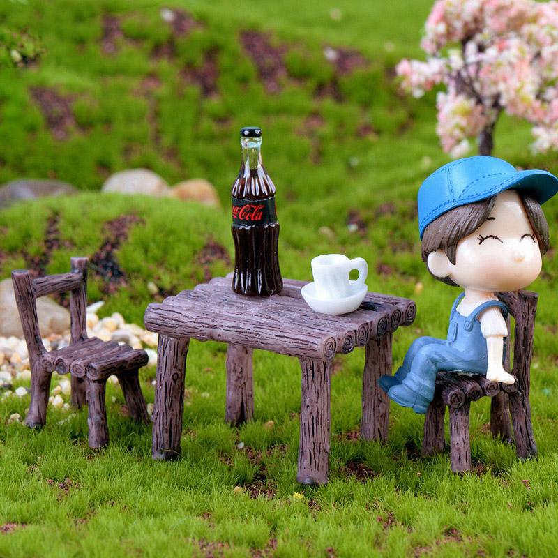Miniature Tables and Chairs Exquisite Micro Landscape Ornament for Home Desktop Decoration House Accessories Outdoor Decor FU