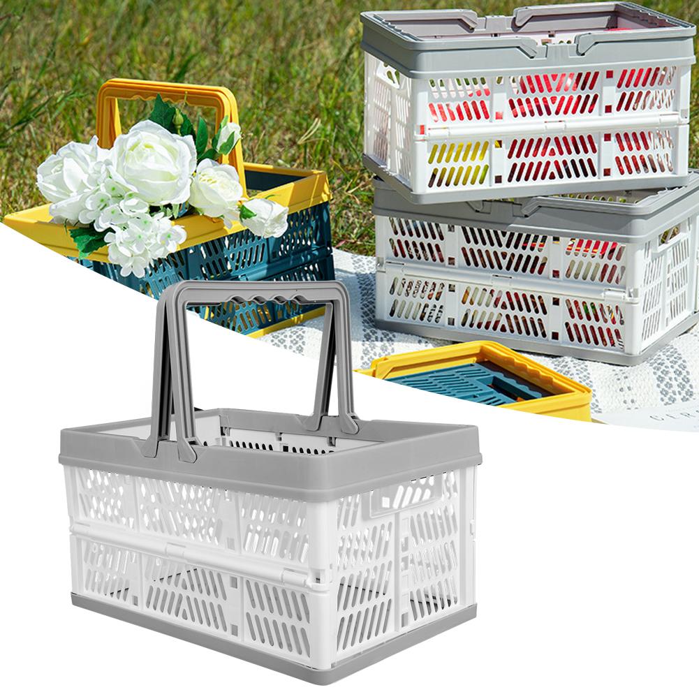 Foldable Clothes Laundry Storage Basket With Handles Organizer for Kitchen BedroomWhite Gray