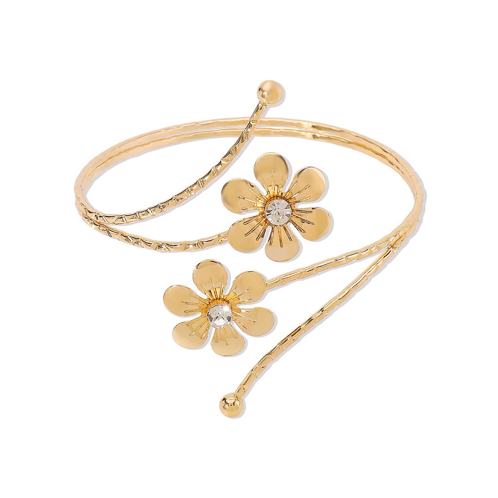 Stylish Flower/Leaf Arm Cuff Bracelet Fashion Metal Arm Chain Open Arm Bracelets Ornament Popular Women Accessories