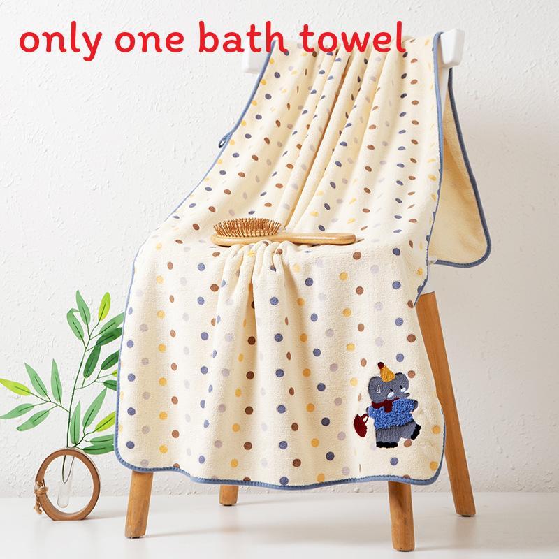 Coral Fleece Bath Towel With Animals Embroidery For Adults And Couples Home Use Gift