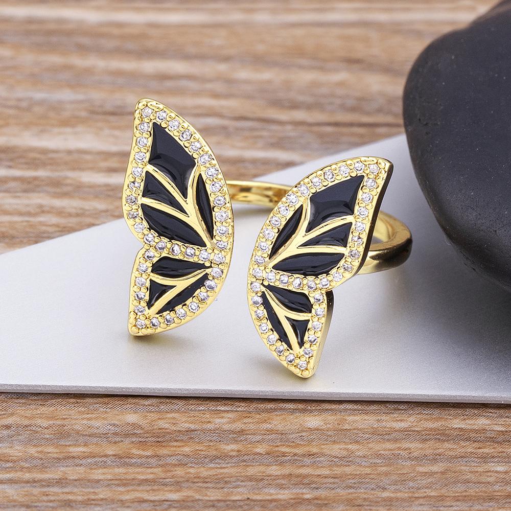 High Quality New Style INS Butterfly Enamel Dripping Oil Glazed Geometric Ring 5 Colors for Women Party Friendship Jewelry Gift