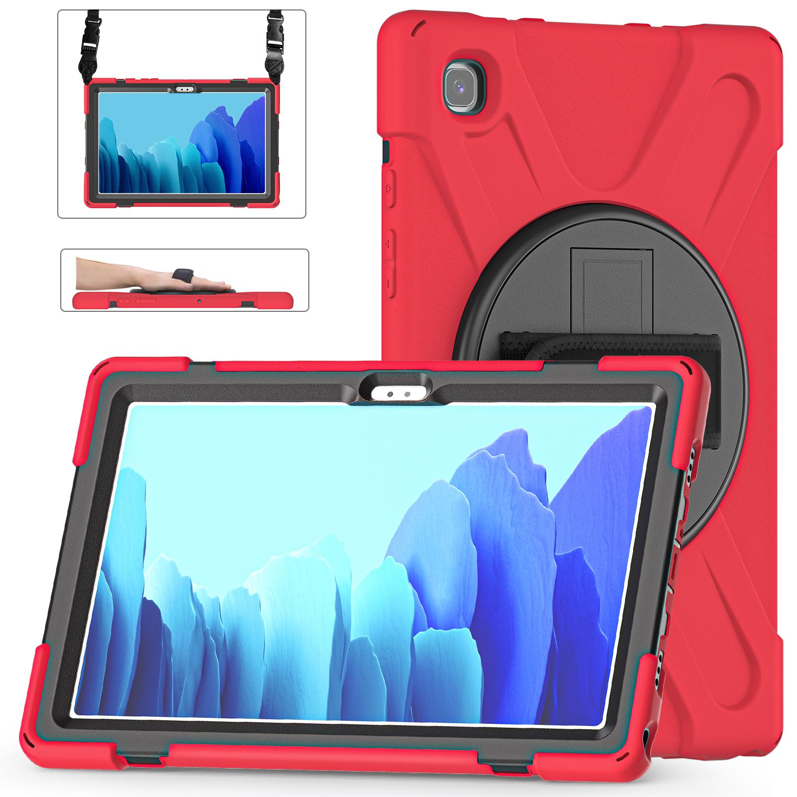 

360 Rotating Stand Case For Samsung Galaxy Tab A7 10.4 2022 2020 SM-T509 T500 T505 T507 Hybrid Cover With Hand,Shoulder Strap A7 10.4 SM-T500 T505 красный