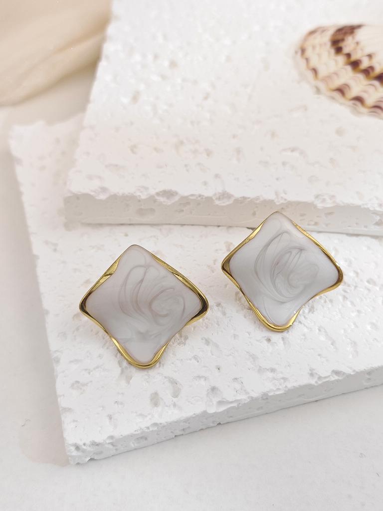 Stainless Steel Enamel Drop Earrings Studs for Women Fashion Exquisite Temperament Earrings Womens Spring Jewelry Gifts