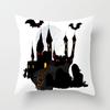 New Halloween Black and White Skull Pumpkin Printed Peach Leather Velvet Pillowcase Sofa Office Cushion Cover