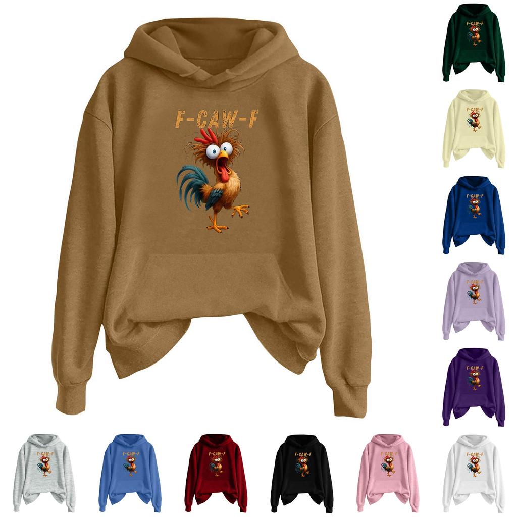 Women's Fashionable Casual Long Sleeve Hooded Printed Sweatshirt