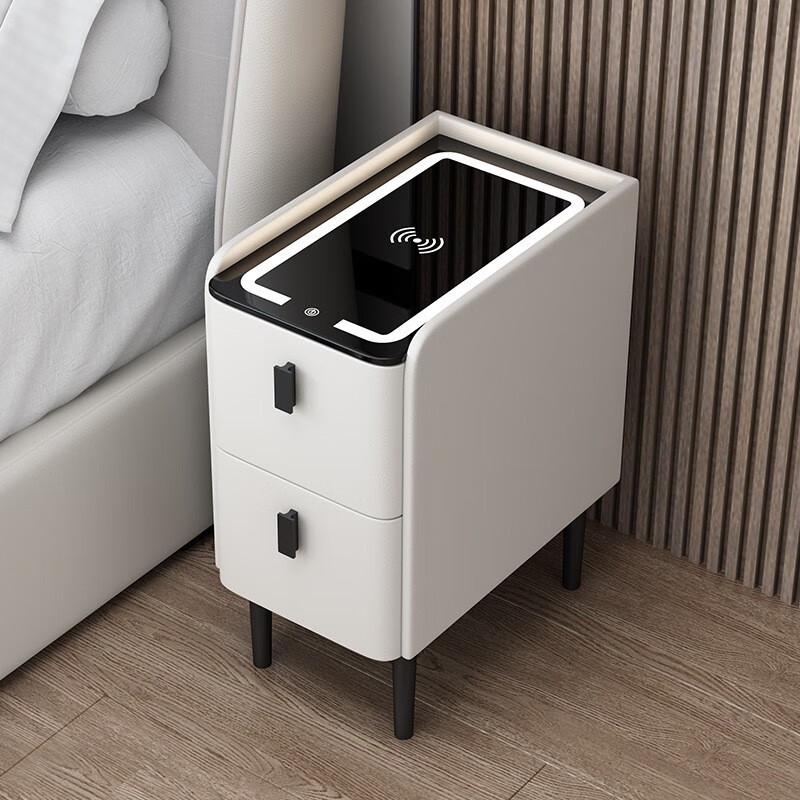 Yumei Minimalist Smart Bedside Table with LED & Wireless Charger